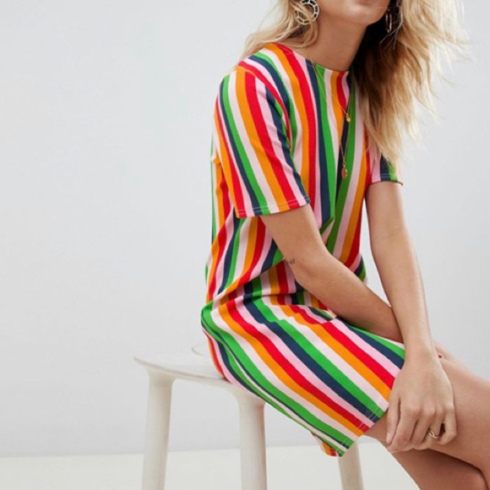 NWT Rainbow stripe Tshirt dress